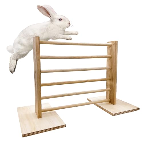 Hamiledyi Rabbit Jump Bar Rabbit Adjustable Hurdles Wooden Obstacle Exercise Agility Toys Training Jumping for Bunny Guinea Pig Ferret Squirrel