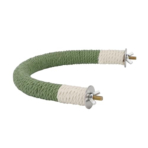 Hypeety U Shape Bird Hemp Rope Perch Parrot Paw Grinding Stand, Green, L