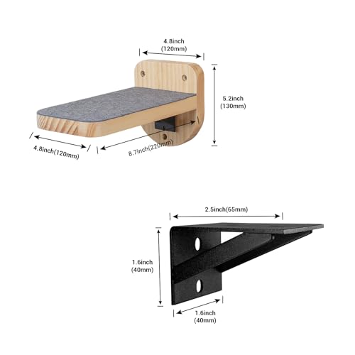 ESPETS Set of 3 Natural Wood Cat Wall Steps Floating Ladder Stairs - color: Burlywood