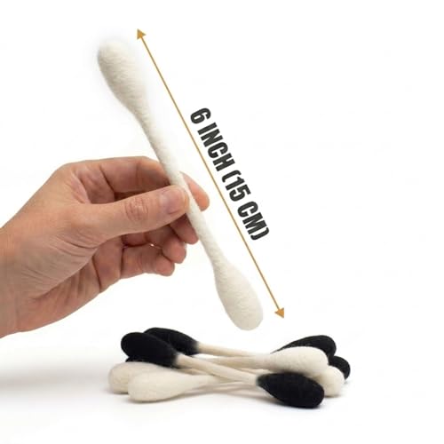 Glaciart One Swabs Cat Toys with Catnip - 6 Pk | Durable for Chew, Cute Cat Toys Interactive Kitty for Boredom, Exercise, & Play | Filled w/Organic Catnip for Anxiety & as Digestive Aid | Gift Idea - color: Monochrome Swabs, size: Regular