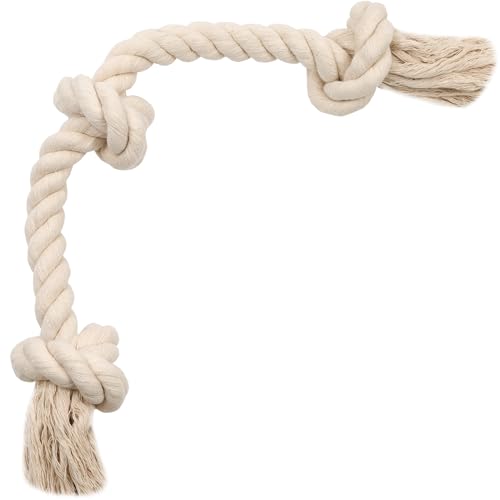 Barida Natural White Cotton Tough Dog Rope Toy for Medium & Large Dogs. Non Toxic and Premium Rope Toys for Dogs. - size: Medium (23.60")