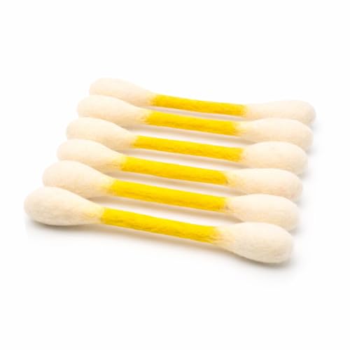 Glaciart One Swabs Cat Toys with Catnip - 6 Pk | Durable for Chew, Cute Cat Toys Interactive Kitty for Boredom, Exercise, & Play | Filled w/Organic Catnip for Anxiety & as Digestive Aid | Gift Idea - color: Yellow Swabs, size: Regular