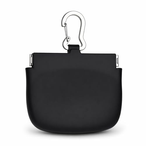 Silicone Dog Treat Pouch, Small Pocket Hand Free Dog Training Pouch Portable Black Pocket Sized Dogs Walking Bag with Carabiner for Pet Puppy Travel Outdoor Use