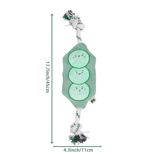 Green Sheep Interactive Plush Dog Toy, No Stuffing Squeaky Toy with Recycled Cotton Rope for Medium to Large Dogs, Chew Toy, Pea - color: Pea（L）