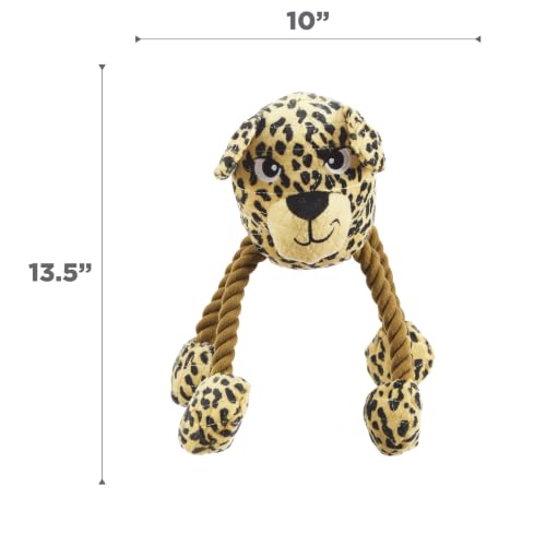Outward Hound Tuggy Buddyz Leopard Squeaky Rope Dog Toy - color: Brown