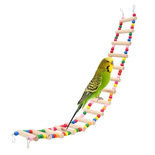 15-Step Bird Ladder Bridge,28.74 x 3.15 inch Raw Wood and Edible Dye - size: 15 Ladders
