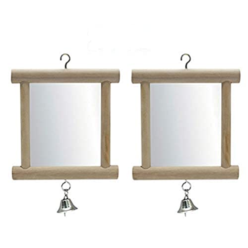 Litewoo Bird Mirror with Bell Parrot Swing Interactive Play Toys, 2PC - color: Bird Mirror with Bell-2PCS