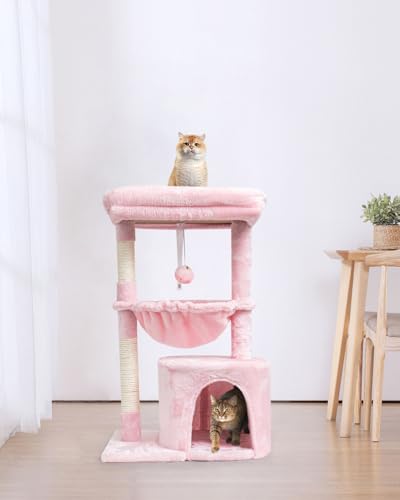 SYANDLVY Pink Cat Tree for Indoor Cats, Modern Tower with Scratching Post - color: Pink