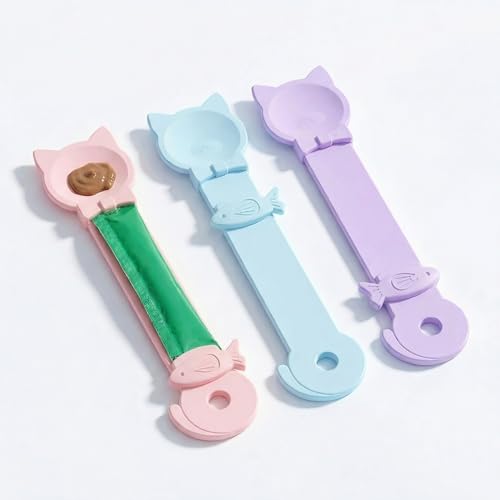 3Pack Lickable Cat Treat Squeezer Spoon Dispenser Feeder, Puree