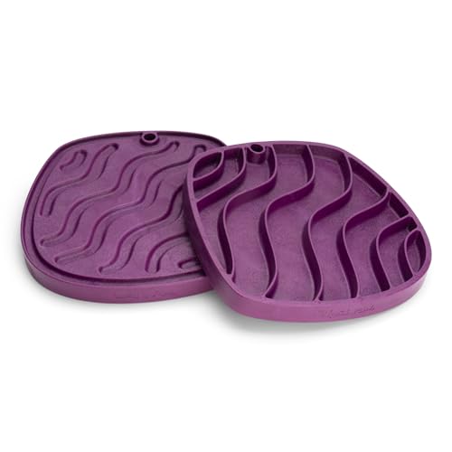 West Paw Seaflex Waves Feast Mat – All-in-One, Slow Feeder, Lick Mat – Encourages Foraging & Food Exploration - Engages Picky Eaters & Slow Feeding - Versatile – Easy to Clean, Non-Toxic - Tropic - color: Tropic Red, size: Waves