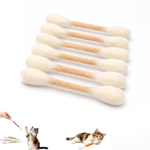 LEDeng Cotton Swabs Cat with Catnip, Swabs Catnip Toys Set of 6 Soft Plush Kicker Toys, Sturdy Teething Chew Toy (A) - color: A