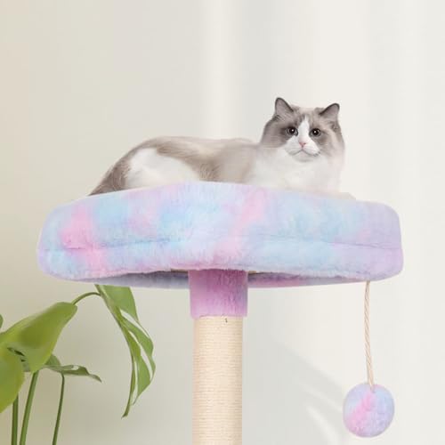 Cut Cat Tree Cat Tower Condo with Hammock Kittens Scratching Post Rainbow - color: Rainbow