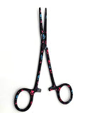 Dog Pet Ear/Nose Hair Puller Grooming Hemostat Locking Forceps Pliers, 5.5" (14cm), Straight (Black Multi Paws) - color: Black Multi Paws