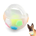 Dog Calming Ball with Handle -Squeaky Floating Rubber Dog Soccer Ball,White - color: white