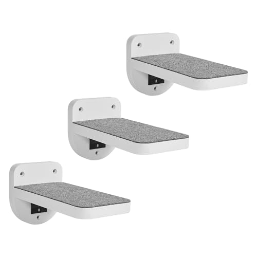 ESPETS Set of 3 White Cat Wall Climbing Steps, Wall Mount Floating Shelves - color: White