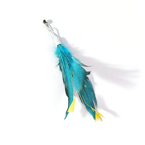 12 Pack Cat Feather Toy Refills,Natural Cat Wand Replacement Feathers with Bell,Colorfull Wand Attachment Feather Toys for Indoor Cats