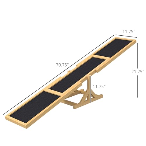 Havemies 71 Inch Wooden Dog Agility Seesaw with Anti-Slip Surface,Outdoor Training Teeter - color: Yellow