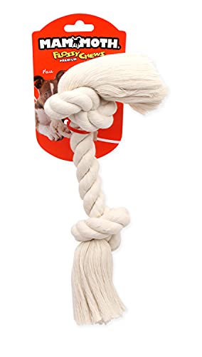 Mammoth Pet Products Dog,Flossy Chews 100-Percent Cotton White Rope Bone, Large, 14-Inch (10006V) (Pack of 2) - size: Large (14 in) (Pack of 2), style: 2 Knot Rope Bone