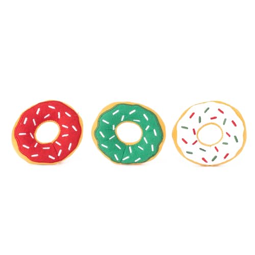 ZippyPaws Burrow Replacement Miniz Enrichment Squeaky Toy - Holiday Donutz - style: Holiday Donutz (3-pack)
