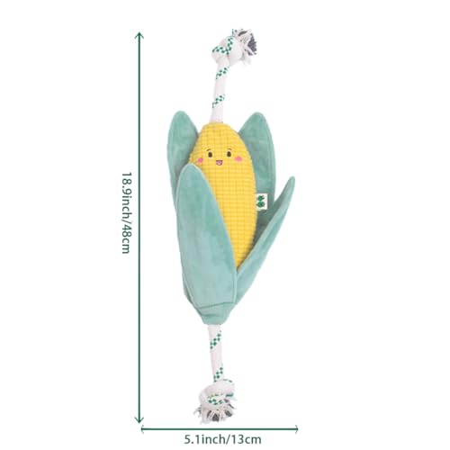 Green Sheep Interactive Plush Dog Toy, No Stuffing Squeaky Toy with Recycled Cotton Rope for Medium to Large Dogs, Chew Toy, Corn - color: Corn（L）