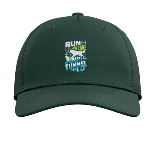 Run Weave Jump Tunnel Dog Agility Adjustable Baseball Hat - color: Dark Green