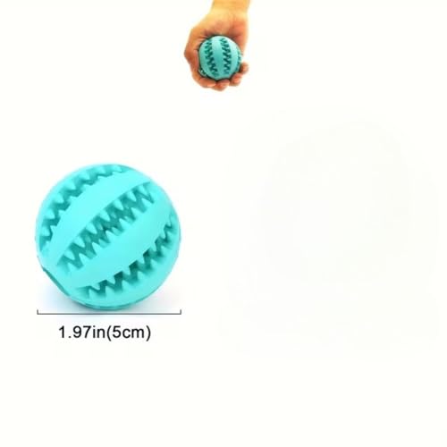 Interactive Dog Treat Ball Toy - 1.97" Natural Rubber Puppy Chew Toy with Tooth Cleaning Grooves, Durable Treat Dispensing Puzzle Ball for Small Medium Dogs & Cats, 1 Pack (Random Color)