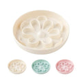 Melamine Slow Feeder Cat Bowl - Cute Blossom Maze Cat Dish - Fun Interactive Plate for Dry & Wet Food - Whisker Friendly - Dishwasher Safe - 6.3''W x 1.1''H - color: White