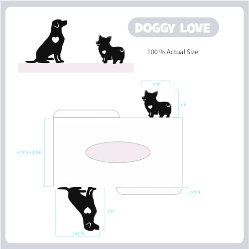 Lily’s Home Playful Dogs with Hearts Cutout, Pet Theme Veterinarian Office Dog Lover Gift Decorative Metal Rectangular Tissue Box Cover, Matte Black, Steel - color: Dogs
