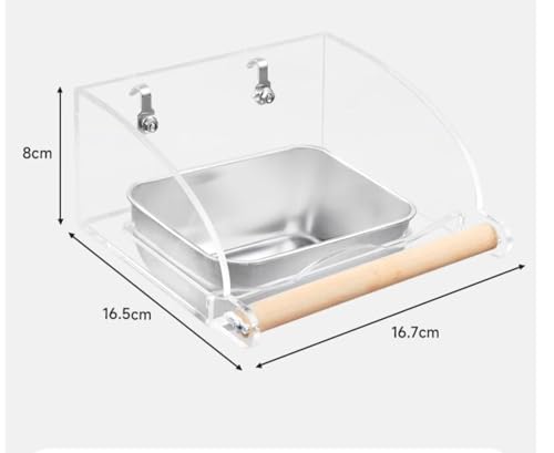 Bird Cage Seed Catcher Feeder with Perch Anti-Slip Stand, Parrot Food Bowl - size: L