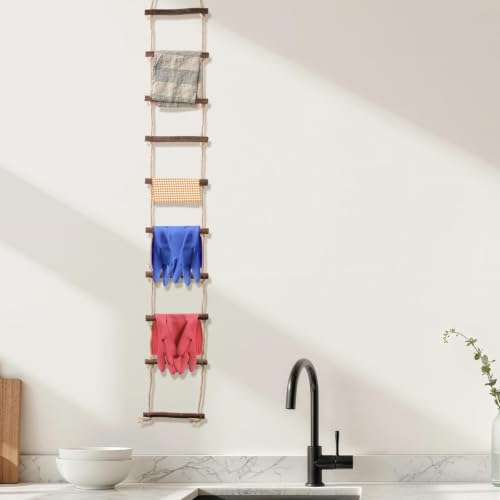 Wooden Rope Ladder Wall Hang, 1 Piece 120×15cm Wooden Branch Ladder Climbing Plants Trellis Hanging Ornaments for Home Decoration - size: 15*120cm