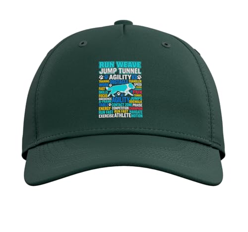 Run Weave Jump Tunnel Dog Agility Adjustable Baseball Hat - color: Dark Green