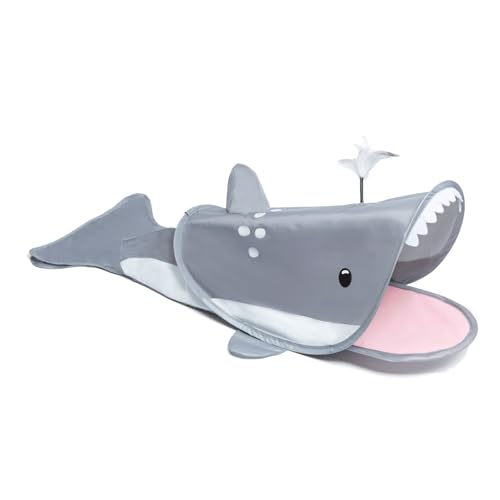 SENCONE Dolphin-Shaped Cat Tunnel Toy Portable Hideout Nap Tube for Kittens - color: Grey Dolphin