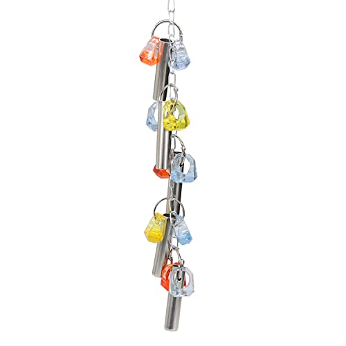 Litewoo Bird Stainless Steel Bells Pipe Bite Toy Hanging Swing Stand String Chew Toy Durable for Small Parrot Parakeet Cockatiel Conure Lovebird Budgie - color: Toy C