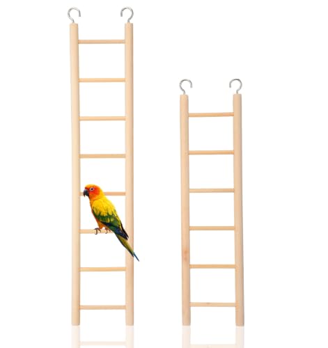 2 Pack Bird Ladder, Bird Cage Ladder Wooden 36 cm & 28 cm