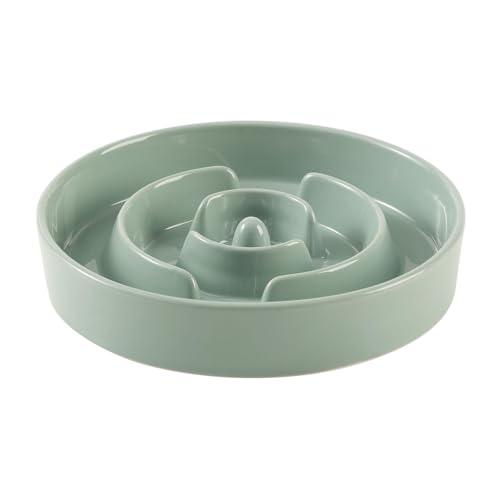 Havniva Ceramic Slow Feeder Dog Bowls, 8.3 in Slow Feeder for Medium Breed - color: Light Green