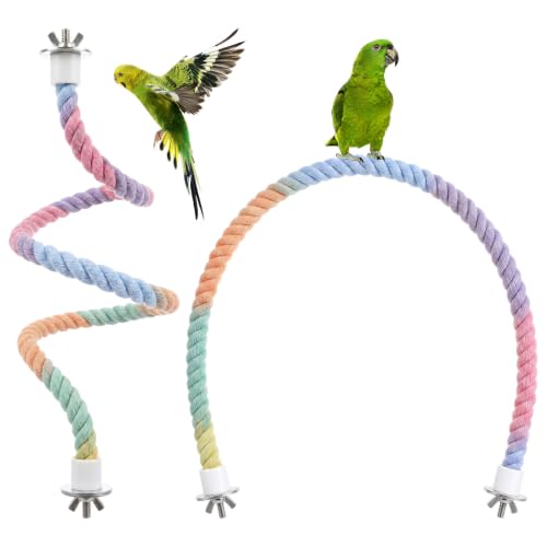 2 Pcs 31.5 Inch Bird Rope Perch Gradient Bendable Flexible