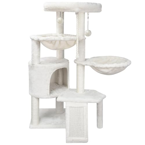 Wang Xin Three Layer Cat Tree with Cat Condo Scratch Pad and Two Hammocks,Beige - color: Beige, size: Small