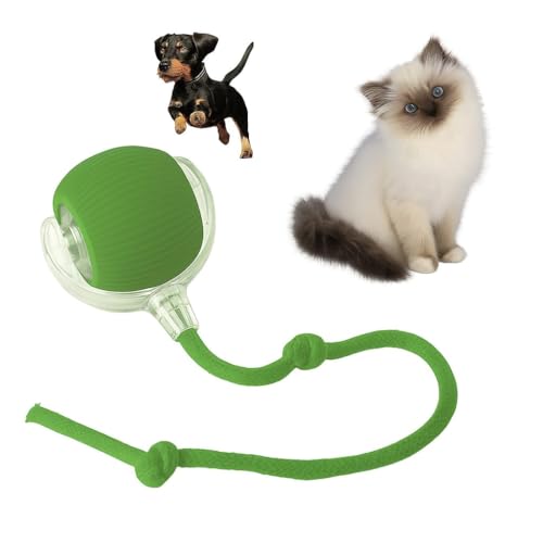 Indoor Cat Interactive Toy 360-degree Automatic Rolling Toy with Floor Flashing and Random Rolling for Cats and Dogs. Continuous Excitement, Fun and Stimulation for Your Cats and Dogs (Green)
