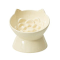 Macarons Series Ceramic Slow Feeder Cat Bowl, Raised Puzzle Feeder, Anti Vomiting Cat Slow Feeding, Elevated Food Bowl, Whisker Friendly Pet Bowl with Cute Ear Design (Yellow) - color: Yellow