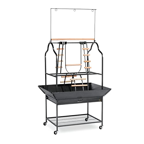 Prevue Pet Products Parrot Play Stand with Wheels - Black - size: Large