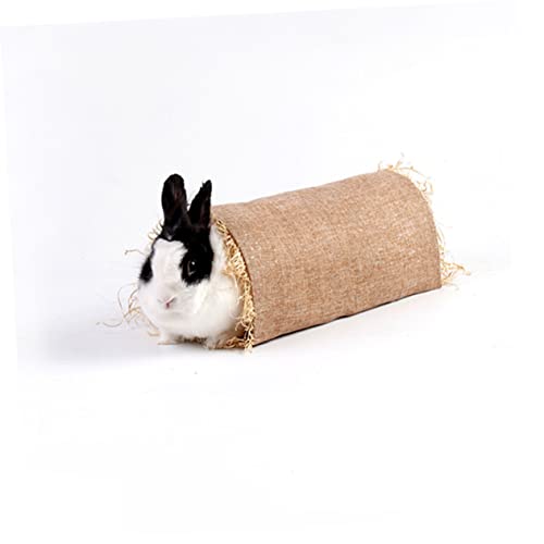 INOOMP Rabbit Tunnel Nest for Small Pets Wear Resistant Grass Linen - size: M