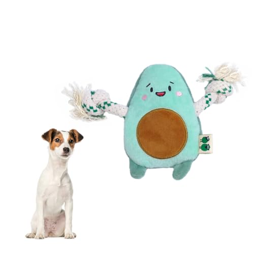 Green Sheep Puppy Plush Dog Toy, No Stuffing Squeaky Toy with Recycled Cotton Rope for Teething, Comfort and Gentle Play, Small Dogs and Puppies, Chew Toy, Avacado - color: Avocado