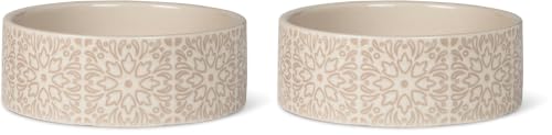 Fringe Studio Sevilla Tile Sand Small Ceramic Imprinted Pet Bowl (5" Diameter x 1.75" H, 12 fl.oz.), PetShop Collection (785SM001) (Pack of 2) - color: Sevilla Tile Sand, size: Small (Pack of 2)