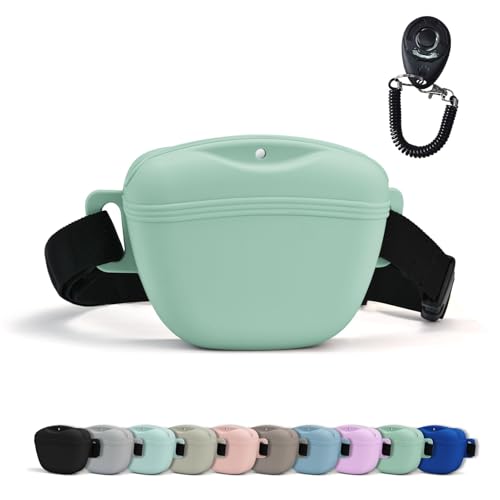 AUDWUD Magnetic Silicone Dog Treat Pouch with Adjustable Belt - color: Lake Blue, size: 1 Pack