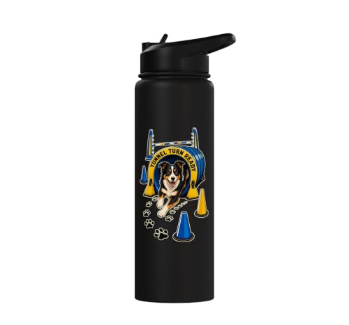 TUNNEL TURN READY Dog Agility Course, Training, Jump Bar Stainless Steel Insulated Water Bottle - color: Black