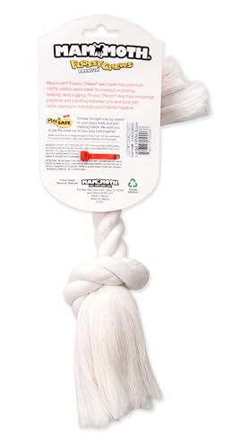 Mammoth Pet Products Dog,Flossy Chews 100-Percent Cotton White Rope Bone, Large, 14-Inch (10006V) (Pack of 2) - size: Large (14 in) (Pack of 2), style: 2 Knot Rope Bone