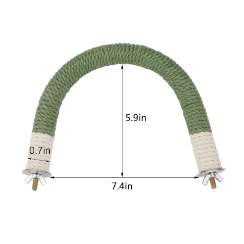 Hypeety U Shape Bird Hemp Rope Perch Parrot Paw Grinding Stand, Green, L