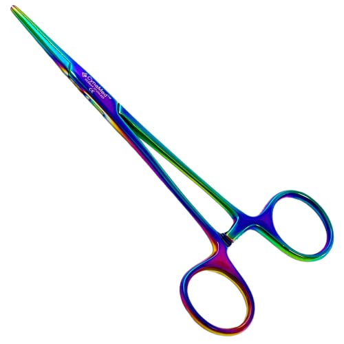 ArTLaB-Dog Pet Ear/Nose Hair Puller Grooming and Tick Removing Hemostat Locking Forceps Pliers, 5.5" (14cm), Straight Curved Forceps (Straight Rainbow 5.5") - style: STRAIGHT RAINBOW 5.5"