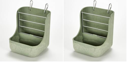 Kaytee Hay & Food Bin Feeder with Quick Locks for Pet Rabbits, Chinchillas, Guinea Pigs and Other Small Animals (Pack of 2) - size: 5.75 inches x 6 inches x 7 inches (Pack of 2)