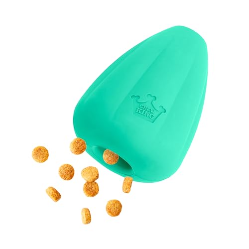 Chew King by Mammoth Premium Treat Dispensing Dog Toy, Durable Natural Rubber Chew Toy, Safety Air Vent, Interactive Enrichment Toy for Aggressive Chewers, Medium Pack of 2- Teal - color: 2-Pack Treater (Teal), size: Medium